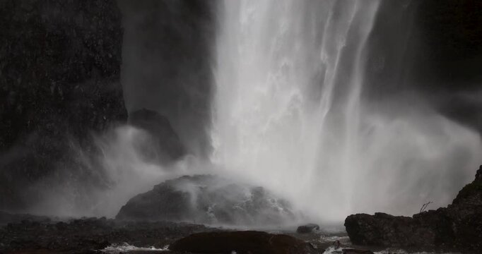 Slow motion of Latourell Falls in the Columbia River Gorge, Oregon after heavy rains.