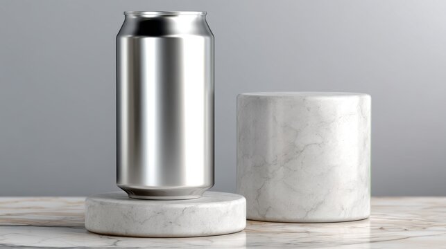 Customizable 33Cl Soda Can Mockup with Modern Concrete Backdrop for Marketing 