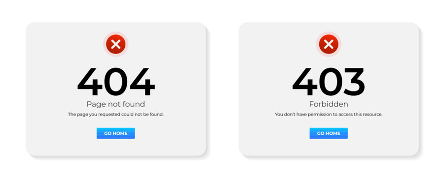 404 Page Not Found and 403 Forbidden Error Message UI Design
