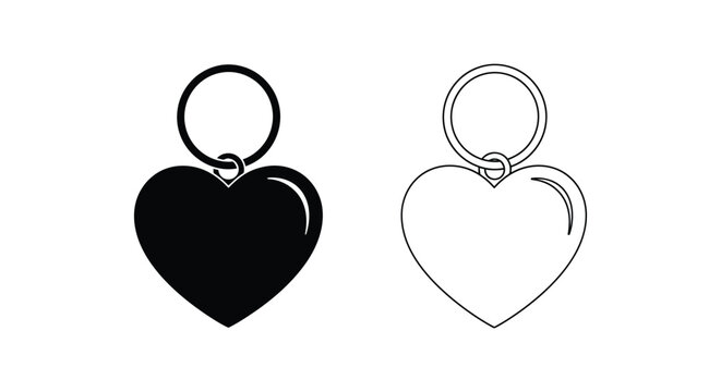 Heart shaped keychains black and white Vector