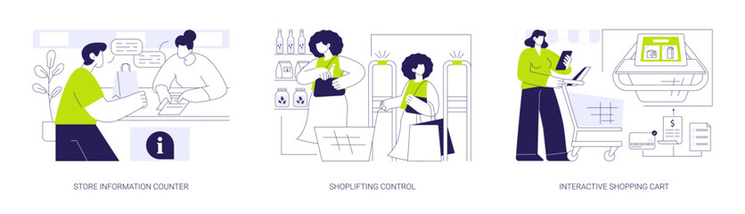 Naklejka na ściany i meble Smart store isolated cartoon vector illustrations se