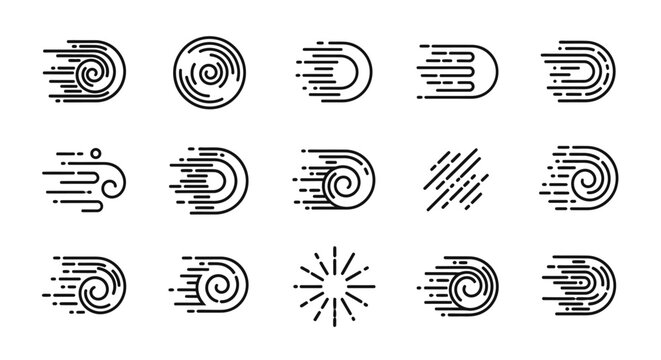 Collection of abstract swirling line icons.