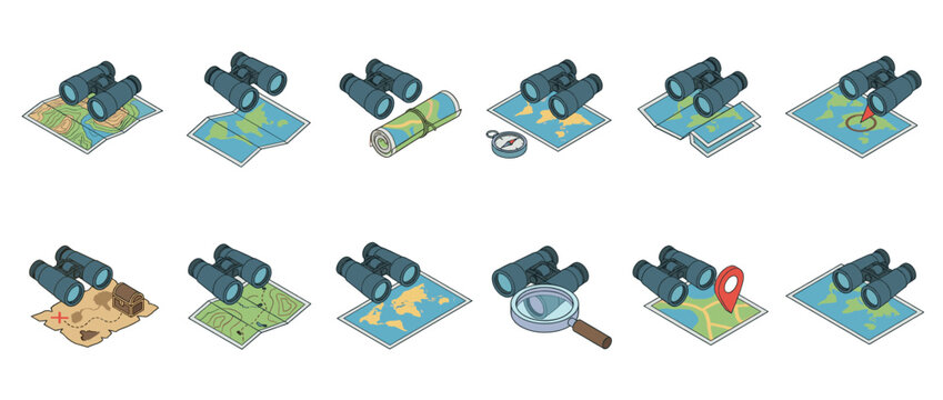 Binoculars and maps are essential tools for exploration, adventure, and finding your way in various outdoor activities.