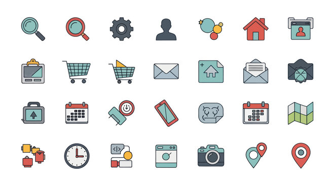 Set of Flat Icons for Web and Mobile Apps, UI Design Elements