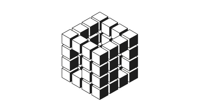 Black and white Rubiks Cube puzzle.