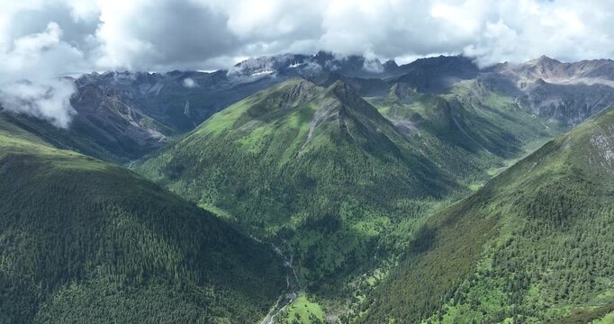Aerial view of beautiful high altitude mountain landscape
