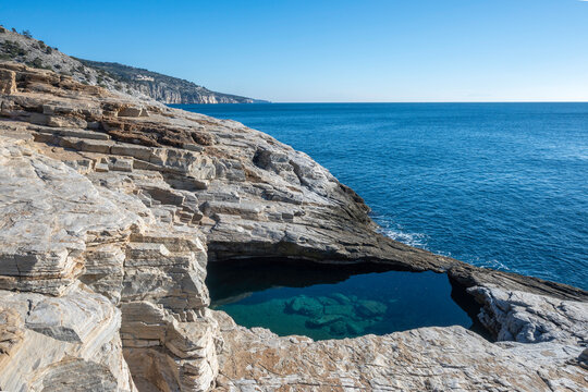 Giola Natural Pool in Thassos island, Greece