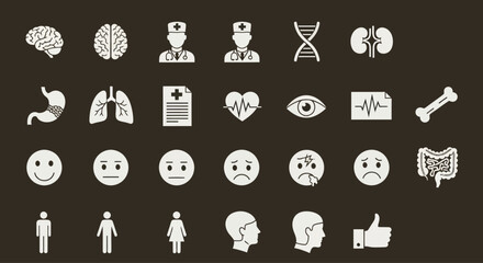 Fototapeta premium Medical Icons Set: Health, Science, and Human Body Symbols