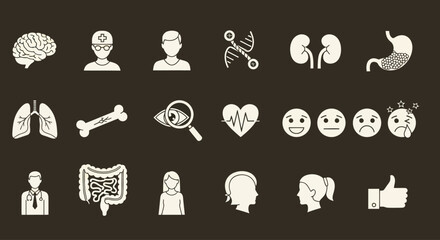 Obraz premium Medical Icons Set: Health, Science, Anatomy, and Emotions