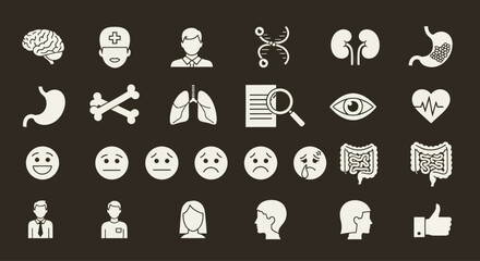 Fototapeta premium Medical Icons Set: Health, Anatomy, Emotions, and Professionals