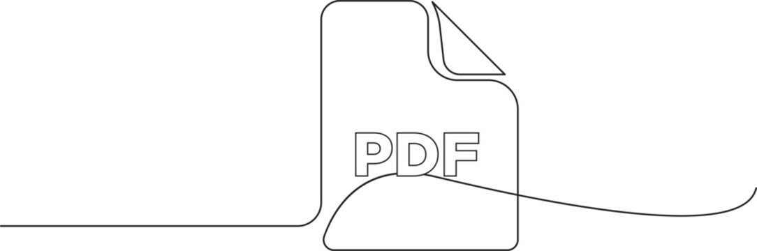 Minimalist pdf file document icon drawn with single continuous stroke