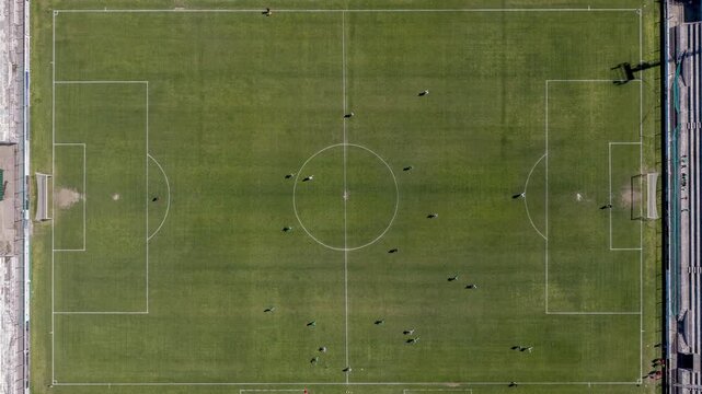 Timelapse of a Football Match in an Empty Stadium