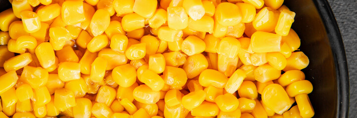 Fototapeta premium corn maize ready to eat cooked corn canned fruit tasty snack fresh delicious gourmet food background on the table rustic food top view copy space keto and paleo diet vegetarian and vegan food