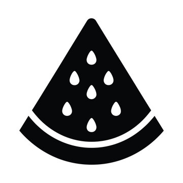 A black and white icon of a slice of watermelon