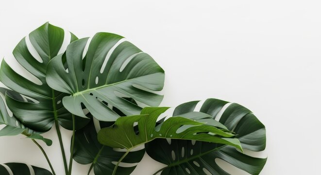 Large green leaves on white background.