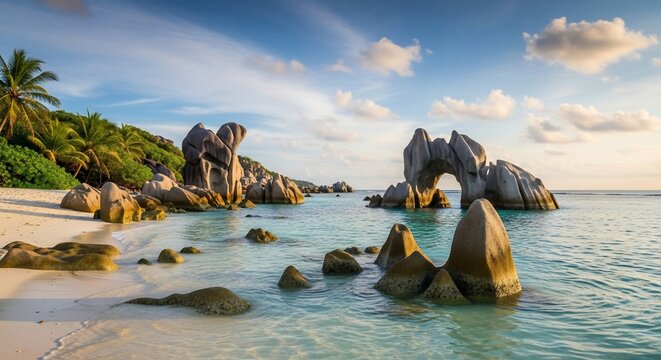 Coastal landscape with rock formations