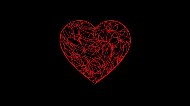 Glowing Red Heart Energy Animation Abstract Love Loop on Black