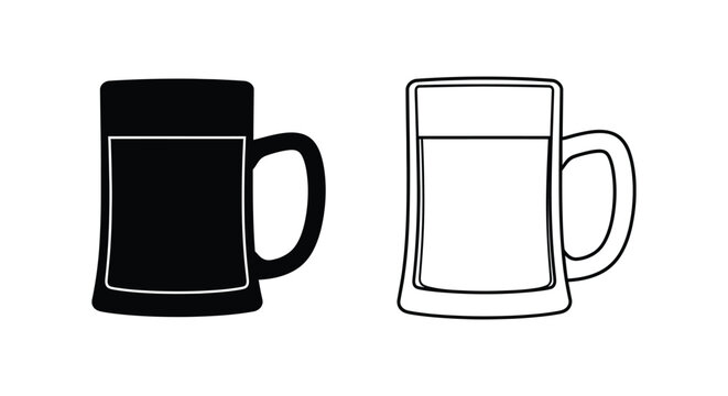 Black and white beer mugs illustration Vector