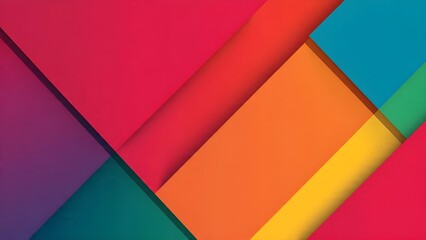 Fototapeta premium Vibrant abstract geometric background featuring overlapping diagonal shapes in bold gradient colors, perfect for modern design and creative digital projects.