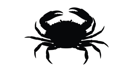 A striking black silhouette of a crab with outstretched claws showcasing its unique form silhouette high quality professional detailed modern elegant © CreativeAkash099