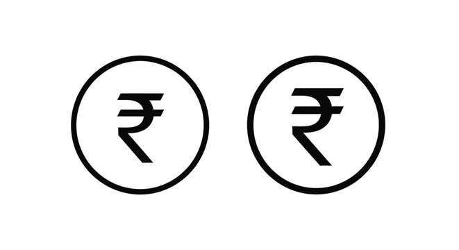 Two indian rupee symbols depicted in a stark black silhouette