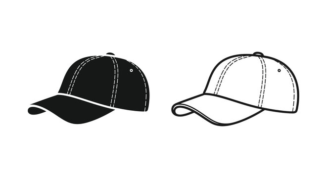 Black and white baseball caps illustration Vector