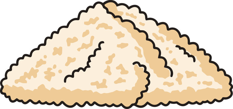 Cartoon illustration of a large fluffy pile of popcorn with dark kernels
