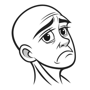 Bald man with worried expression concerned anxious