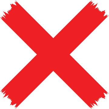A large red x symbol on a white background