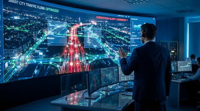 Traffic manager using holographic smart city map for congestion rerouting