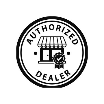 Authorized Dealer Black Round Badge Stamp Shop Store Checkmark Vector Icon