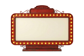 Ornate vintage marquee sign with light bulbs isolated. Retro cinema board mockup. © PNG Lab
