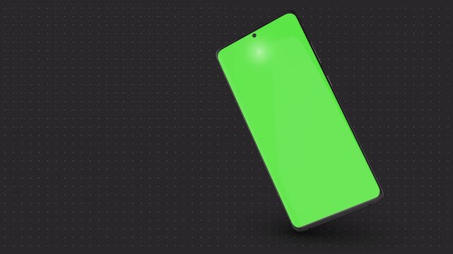 Three Smartphones Mockup with Green Screens on Dark Background