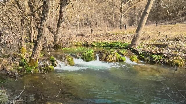 Small Stream Water Flow with Foam &ndash; Autumn Nature Scene. Vrmdza, Mount Rtanj area. Balkans, Serbia.