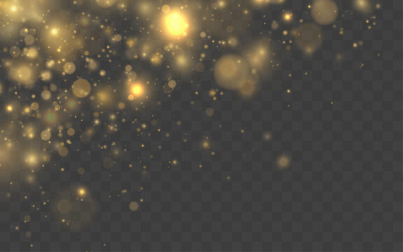 Sparkling glitter spreads in elegant motion through space. Warm light reflections create a dreamy visual effect. The composition feels rich and celebratory.