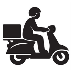 A person riding a scooter with a delivery box © Ms laiba