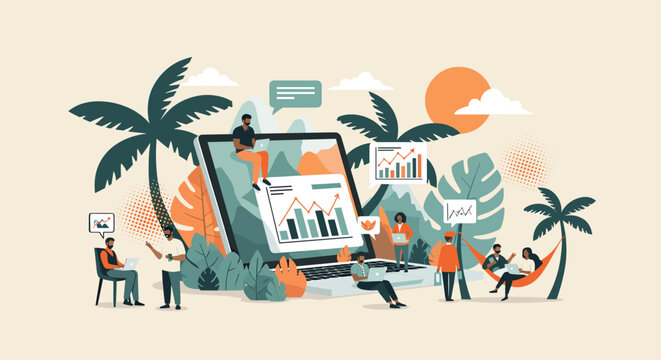 A man sitting in a chair, contemplating success and growth, with a graph in a speech bubble.