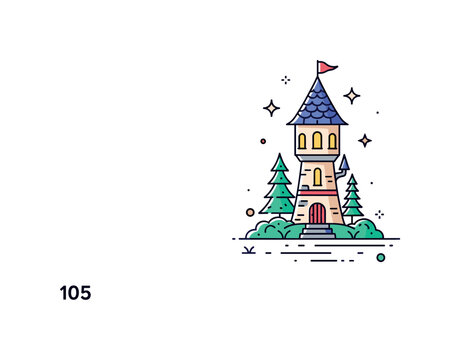 Little forest wizard tower cute tiny tower with a pointed roof and glowing windows tucked in a small forest clearing with soft sparkles enhancing the magical