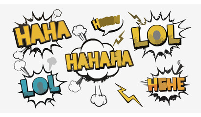 Retro comic haha sound effect speech bubbles vector with bold laughing typography and pop art style © Aktaruzzaman