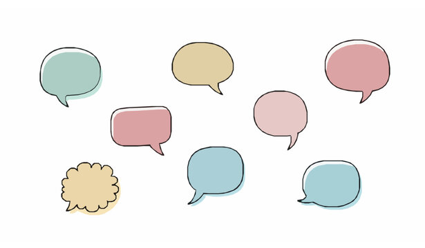 Minimalist hand drawn laughing speech bubbles vector with haha and lol doodle text expressions