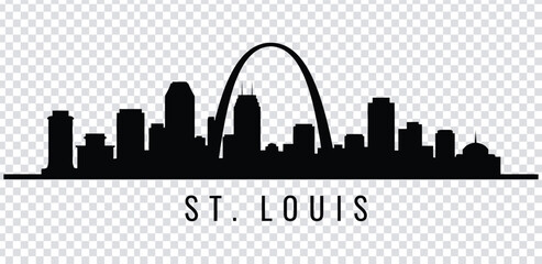 Vector illustration black silhouette of st louis city skyline with iconic gateway arch © MdshakiburRahman