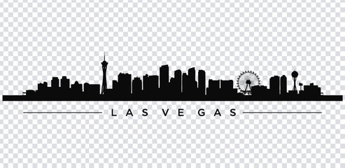 Vector illustration black silhouette of the las vegas city skyline with ferris wheel and stratosphere tower © MdshakiburRahman
