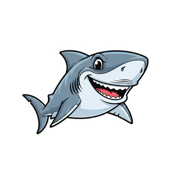 A cartoon shark with a happy face