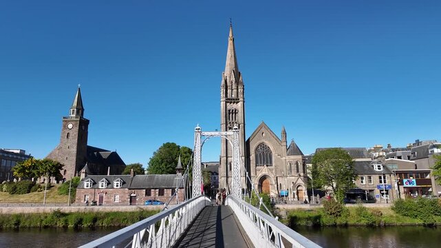 Greig Street Bridge over River Ness in Inverness, Scotland, UK