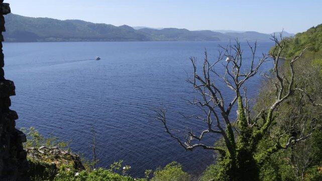 Loch Ness seen from ruins of Urquhart Castle in Highlands, Scotland, UK