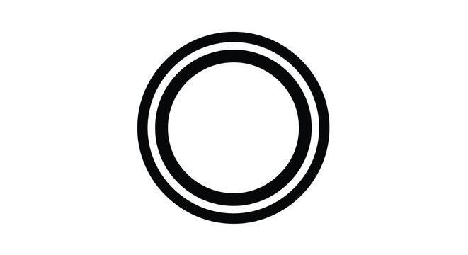 Two concentric black circles against a white background silhouette