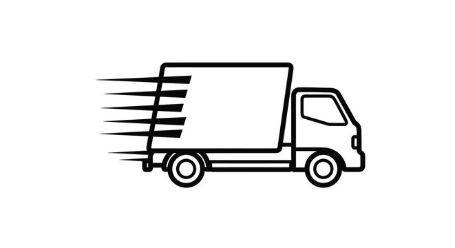 Fast delivery van speeding with motion lines a bold silhouette