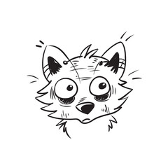 Obraz premium Surprised cartoon raccoon face, black and white illustration, emotive animal expression, funny wildlife design