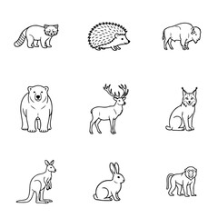 Fototapeta premium set of wild animal editable line art vector design, silhouette, animal, vector, animals, horse, elephant, illustration, dog, wild, farm, cow, deer, lion, cat, tiger, set, giraffe, icon, black, goat