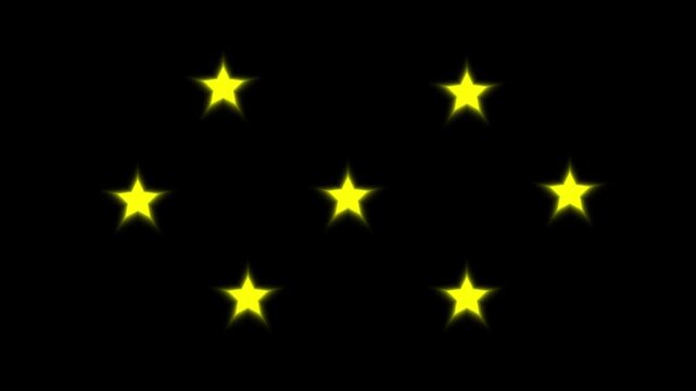 Yellow doodle blinking stars, magical sparkle twinkle animation, flat vector shining star effects, retro pop-up star movement, glowing light trails on black, cinematic sparkle motion graphics. 4K